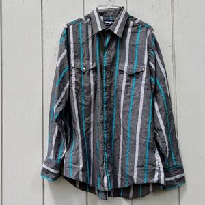 WRANGLER—Vintage Cowboy Cut Regular Fit—Long-Sleeve Shirt—16.5 x 35—Made in USA